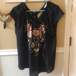 LC Lauren Conrad pleated Scoop neck Top